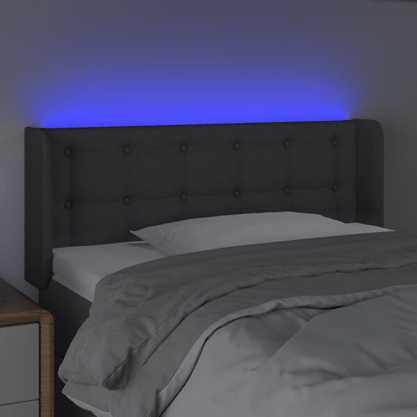 vidaXL T&ecirc;te de lit &agrave; LED Gris fonc&eacute; 93x16x78/88 cm Tissu
