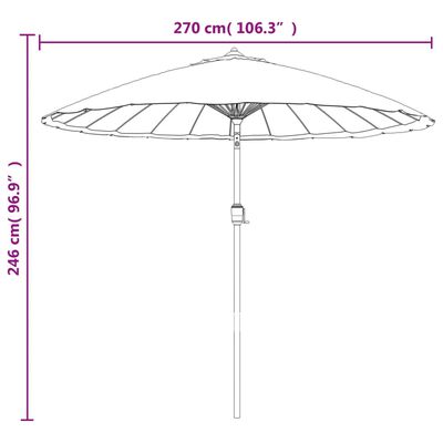 vidaXL Parasol d'extérieur et mât avec aluminium 270 cm Blanc sable