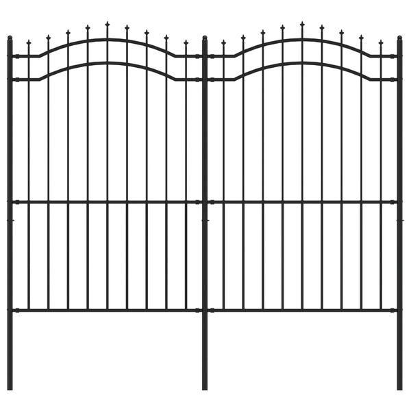vidaXL Cl&ocirc;ture de jardin avec dessus en forme de lance, noire, 240 x 175 cm, acier thermolaqu&eacute;