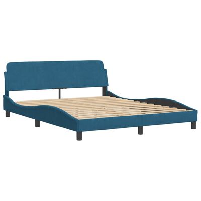 vidaXL Lit avec matelas bleu 160x200 cm velours