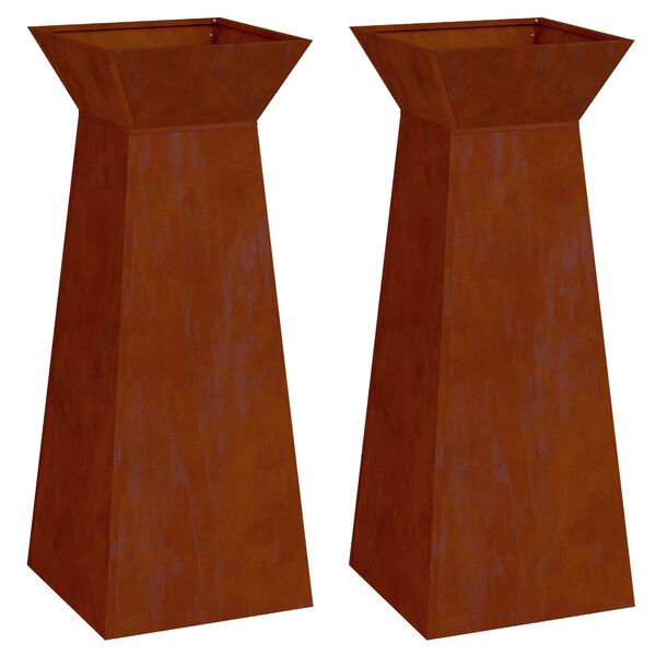 vidaXL Jardini&egrave;re &agrave; pilier 2 pcs Argent 40 x 40 x 100 cm Acier patin&eacute;