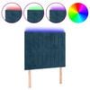 vidaXL T&ecirc;te de lit &agrave; LED Bleu fonc&eacute; 100x5x118/128 cm Velours