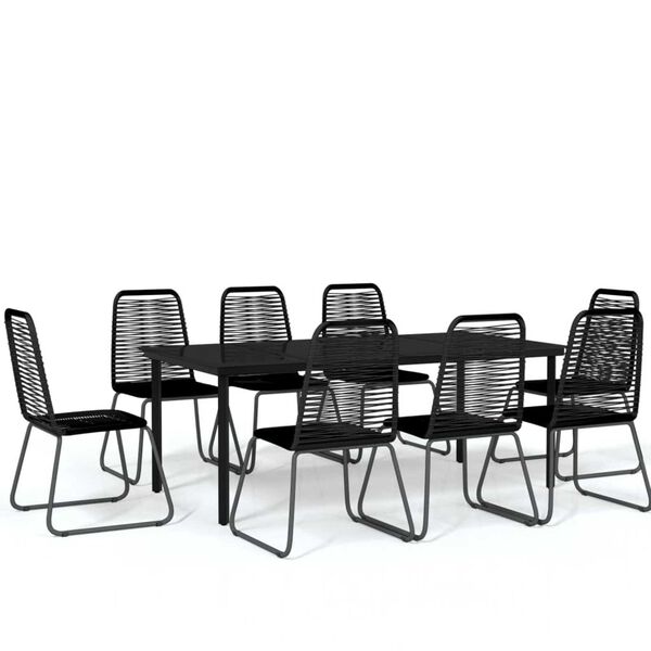 vidaXL Ensemble &agrave; manger de jardin 9 pcs Noir