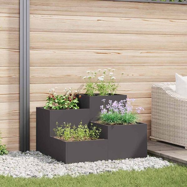 vidaXL Cache-pot de jardin Noir 80 x 80 x 60 cm Acier