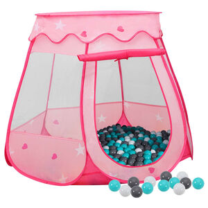 vidaXL Tente de jeu pour enfants avec 250 balles Rose 102x102x82 cm