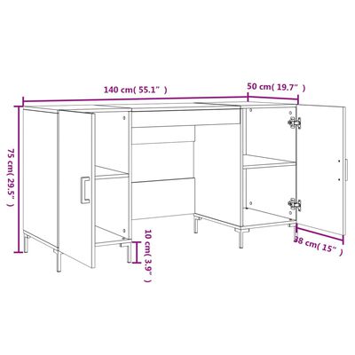 vidaXL Bureau chêne marron 140x50x75 cm bois d'ingénierie