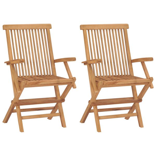 vidaXL Chaises de jardin lot de 2 avec coussins bleu clair Teck massif