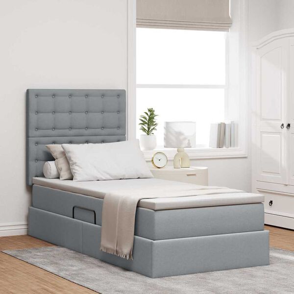 vidaXL Lit avec rangement et LED Gris clair 100 x 200 cm Polyester
