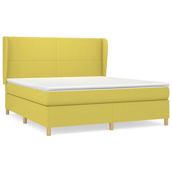 vidaXL Sommier &agrave; lattes de lit avec matelas Vert 180x200 cm Tissu