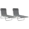 vidaXL Chaises longues pliables lot de 2 gris textil&egrave;ne et acier