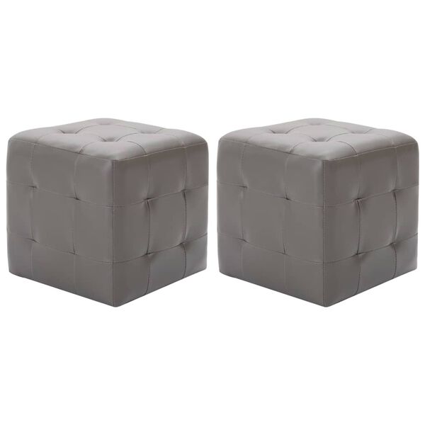 vidaXL 2 pcs Poufs Gris 30 x 30 x 30 cm Similicuir