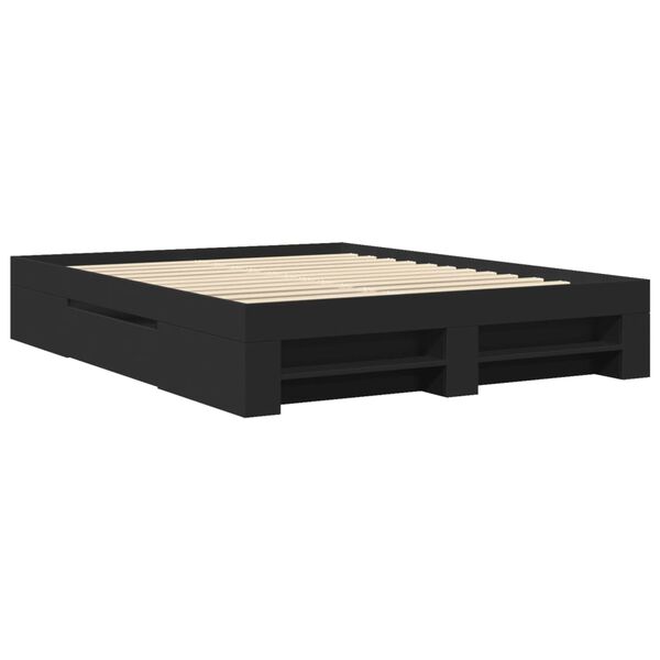 vidaXL Cadre de lit sans matelas noir 150x200 cm bois d'ing&eacute;nierie
