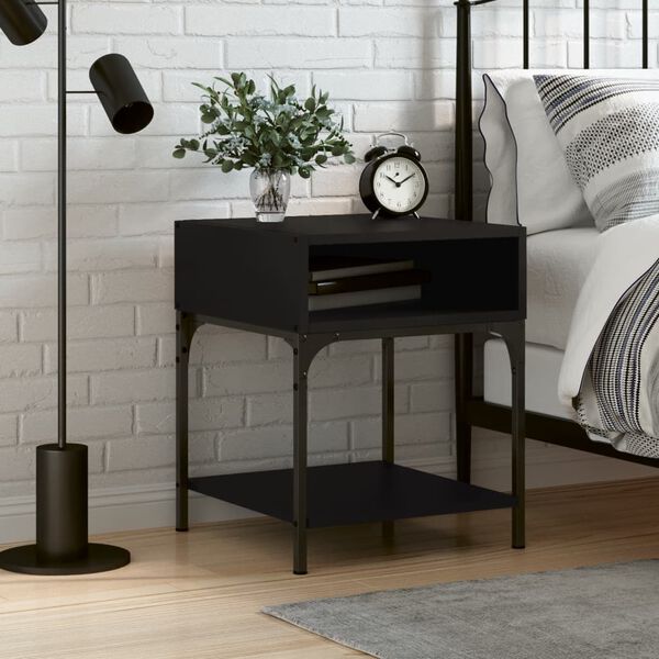 vidaXL Table de chevet noir 40x41x50 cm bois d&rsquo;ing&eacute;nierie