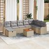 vidaXL Ensemble de canap&eacute; de jardin avec coussin 9 pcs Beige polyrotin
