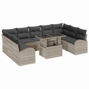 vidaXL Ensemble de canap&eacute; de jardin 10 pc Gris clair et gris polyrotin