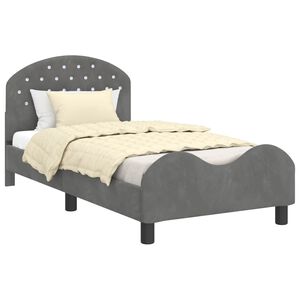 vidaXL Cadre de lit pour enfants avec t&ecirc;te de lit Gris fonc&eacute; Velours