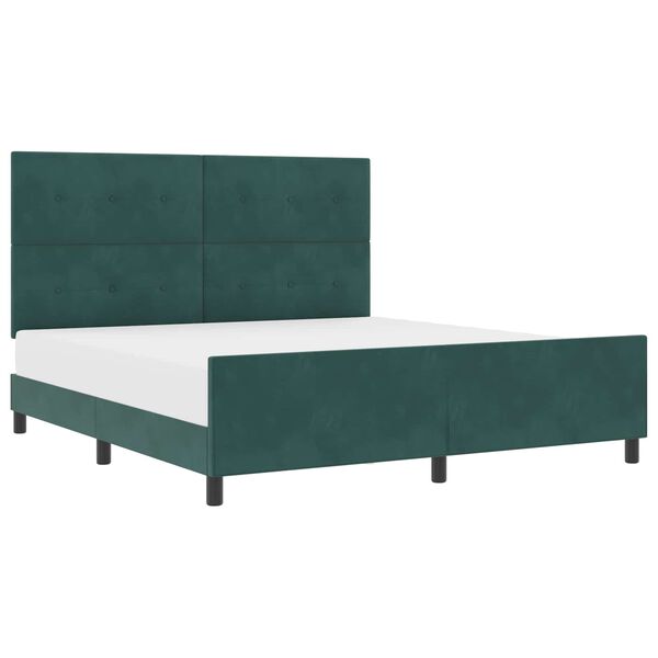 vidaXL Lit &agrave; ressorts avec t&ecirc;te de lit Vert fonc&eacute; 180 x 200 cm Velours