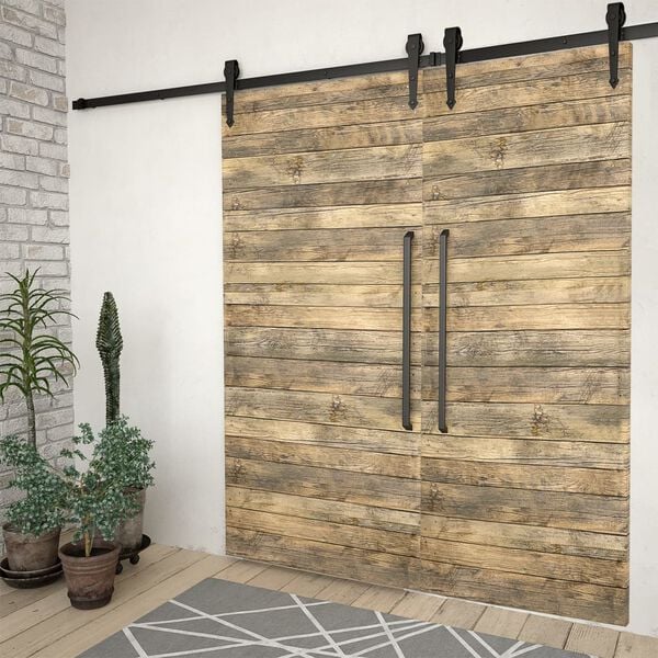 vidaXL Kits de fixation pour porte coulissante 2 pcs 200 cm Acier Noir