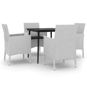 vidaXL Ensemble &agrave; manger de jardin coussins 5 pcs R&eacute;sine tress&eacute;e Verre