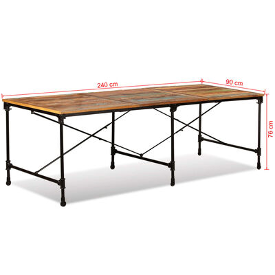 vidaXL Table à manger Bois de récupération massif 240 cm