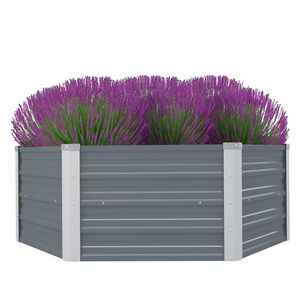 vidaXL Lit sur&eacute;lev&eacute; de jardin 129x77 cm Acier galvanis&eacute; Argent&eacute;