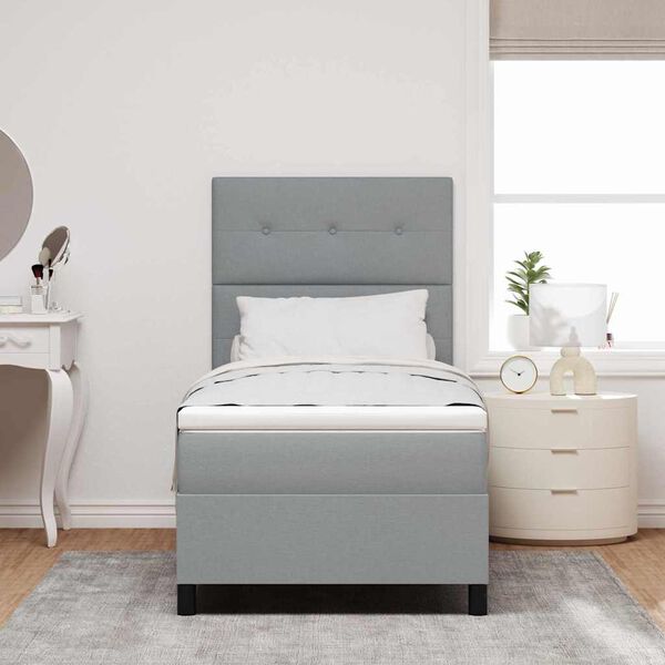 vidaXL Lit &agrave; ressorts avec matelas Gris clair 90 x 200 cm tissu