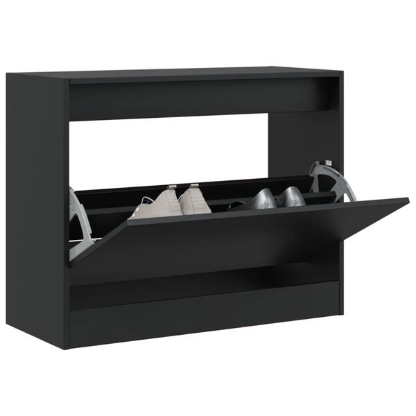vidaXL Armoire &agrave; chaussures noir 80x34x63 cm bois d'ing&eacute;nierie