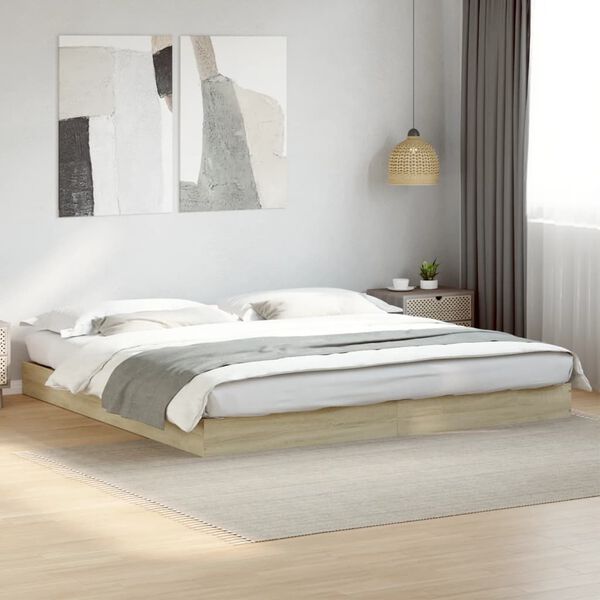 vidaXL Cadre de lit sans matelas ch&ecirc;ne sonoma 180x200 cm