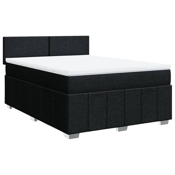 vidaXL Sommier &agrave; lattes de lit avec matelas Noir 140x190 cm Tissu