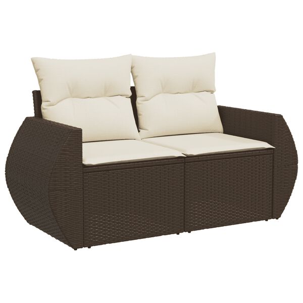 vidaXL Salon de jardin 4 pcs avec coussins marron r&eacute;sine tress&eacute;e