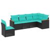 vidaXL Salon de jardin 6 pcs avec coussins noir r&eacute;sine tress&eacute;e