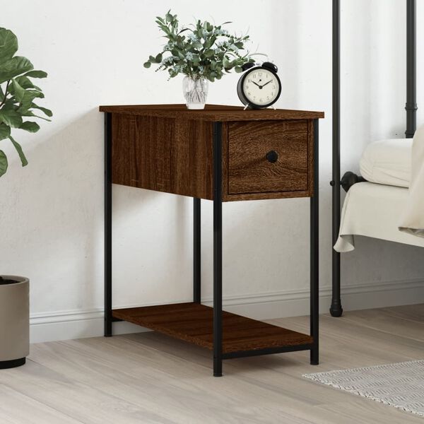 vidaXL Table de chevet ch&ecirc;ne marron 30x60x60 cm bois d'ing&eacute;nierie