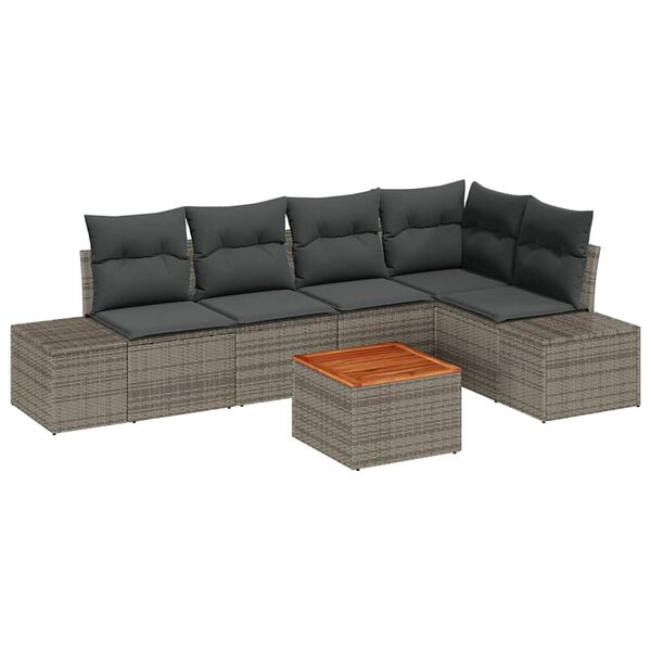vidaXL Ensemble de canap&eacute; de jardin avec coussin 6 pcs Gris polyrotin