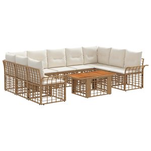 vidaXL Ensemble de canap&eacute; de jardin 10 pc Blanc Naturel et Cr&egrave;me