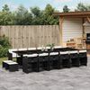 vidaXL Ensemble &agrave; manger de jardin 17 pcs coussins noir r&eacute;sine tress&eacute;e