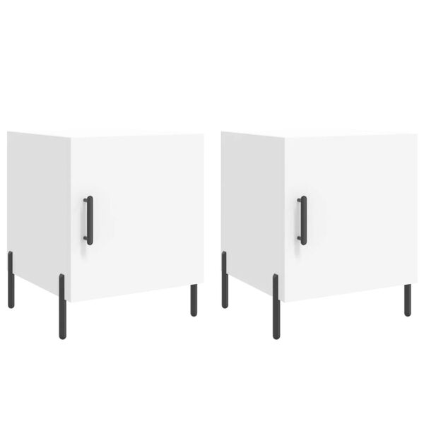 vidaXL Tables de chevet 2 pcs blanc 40x40x50 cm bois d&rsquo;ing&eacute;nierie