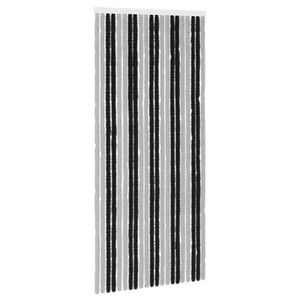 vidaXL Rideau anti-insectes en chenille Gris et Noir 90 x 200 cm