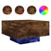 vidaXL Table basse avec lumi&egrave;res LED ch&ecirc;ne fum&eacute; 55x55x31 cm