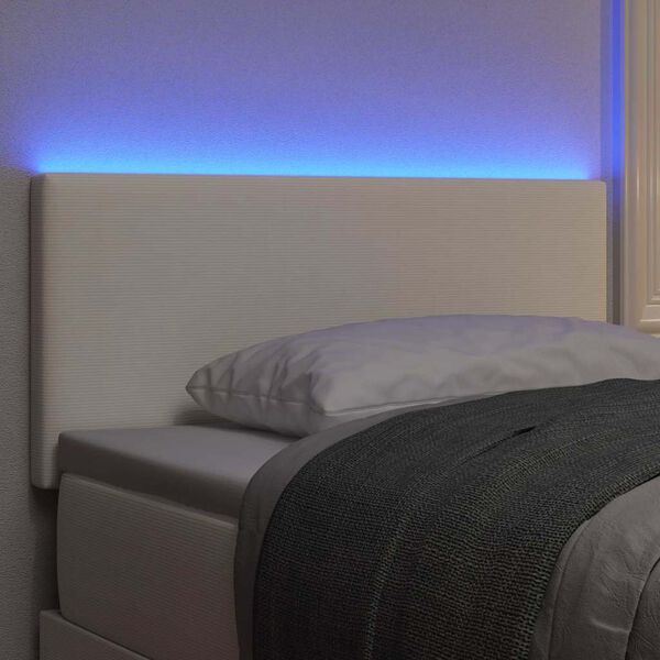 vidaXL T&ecirc;te de lit LED avec des lumi&egrave;res &agrave; LED Cr&egrave;me 90 cm Polyester