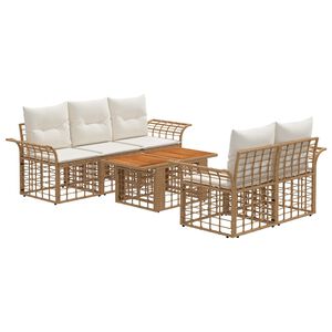 vidaXL Ensemble de canap&eacute; de jardin 6 pc Blanc Naturel et Cr&egrave;me