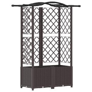 vidaXL Lit &Eacute;lev&eacute; avec Treillis et Toit Marron 122 x 40 x 138 cm PP
