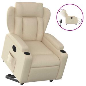 vidaXL Fauteuil inclinable &eacute;lectrique cr&egrave;me tissu