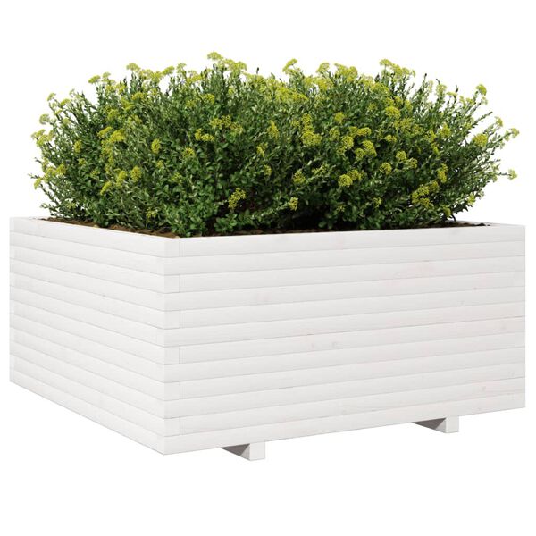 vidaXL Jardini&egrave;re blanc 100x100x49,5 cm bois de pin massif