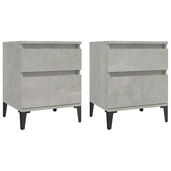 vidaXL Tables de chevet 2 pcs Gris b&eacute;ton 40x35x50 cm