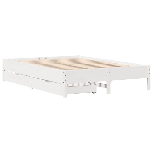 vidaXL Cadre de lit sans matelas blanc 135x190 cm bois de pin massif