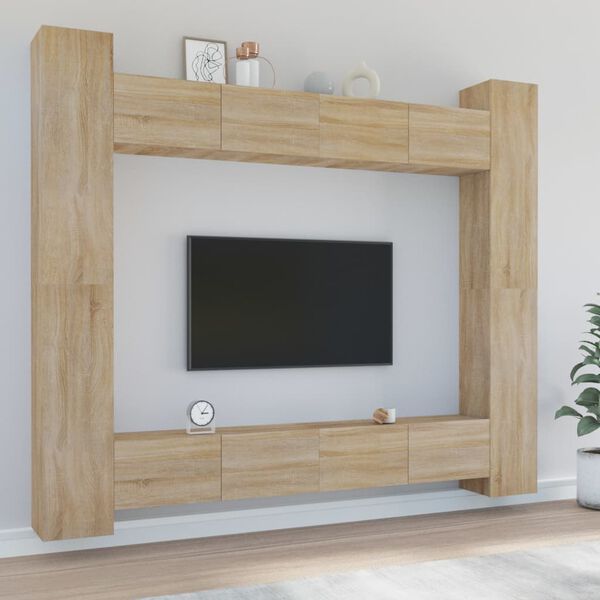 vidaXL Ensemble de meubles TV 8 pcs Ch&ecirc;ne sonoma Bois d'ing&eacute;nierie