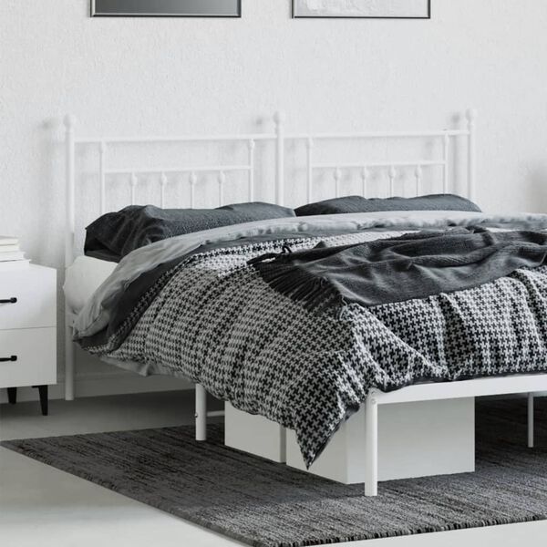 vidaXL T&ecirc;te de lit m&eacute;tal blanc 160 cm