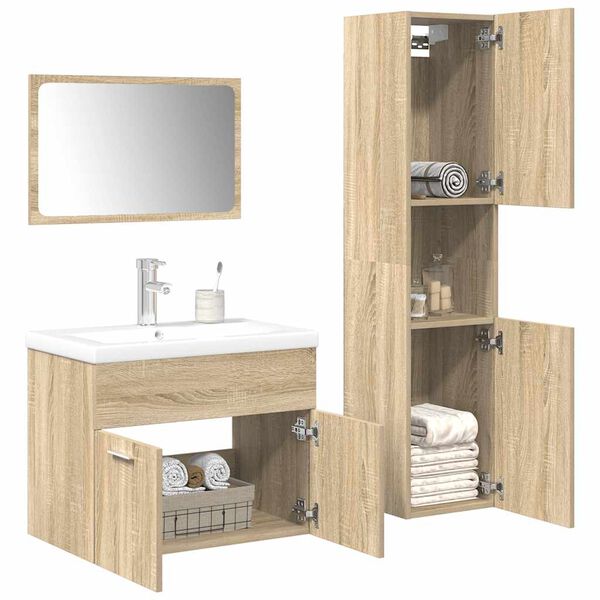 vidaXL Ensemble de meubles de salle de bain 4 pcs ch&ecirc;ne sonoma