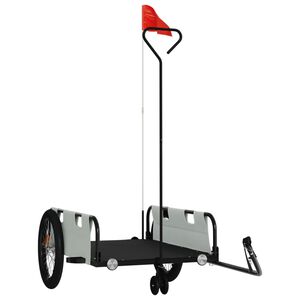 vidaXL Remorque de v&eacute;lo gris et noir tissu oxford et fer