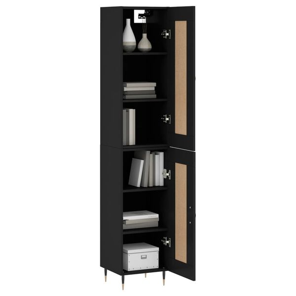 vidaXL Buffet haut Noir 34,5x34x180 cm Bois d'ing&eacute;nierie